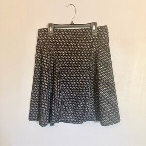 4/$10 - Max Studio Black & White Skater Skirt with Leather Detail